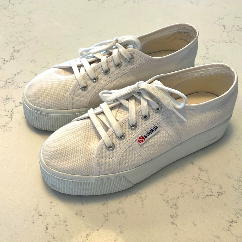 Superga white platfrom sneakers